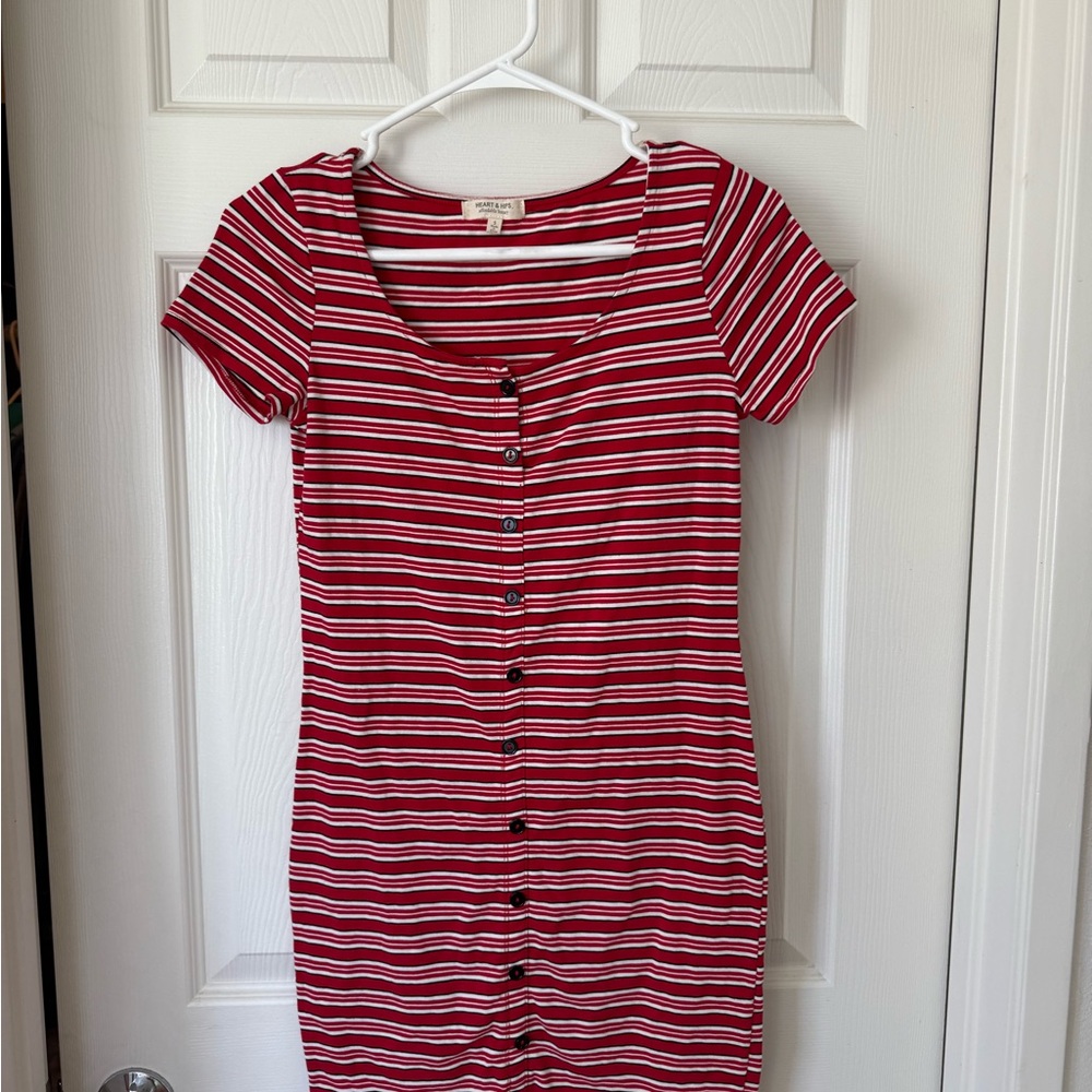 Striped Red Button-Down Dress - Picture 2 of 2